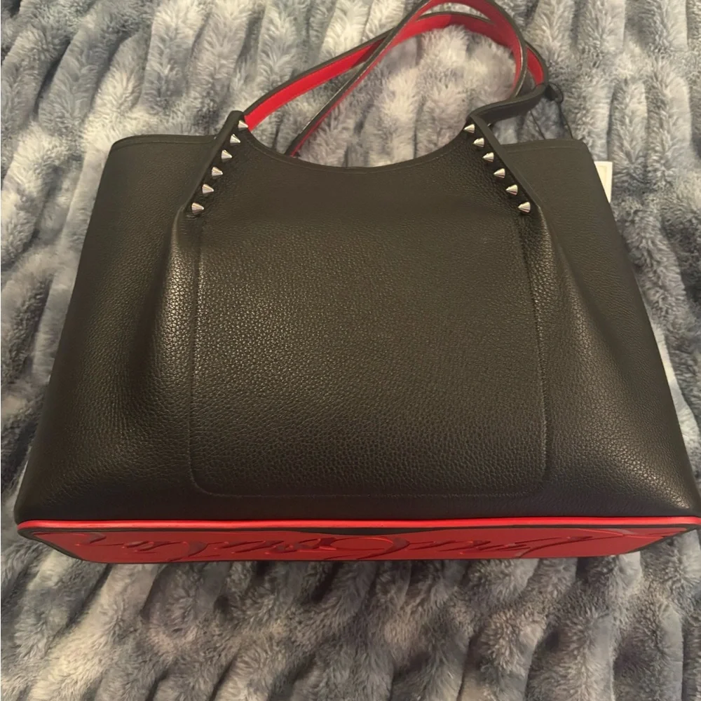 Christian Louboutin Black Leather Tote with Signature Red Trim - Picture 3 of 13
